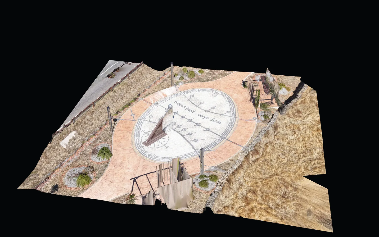 Modelo 3D de un reloj de sol analemático en Extremadura, generado por fotogrametría